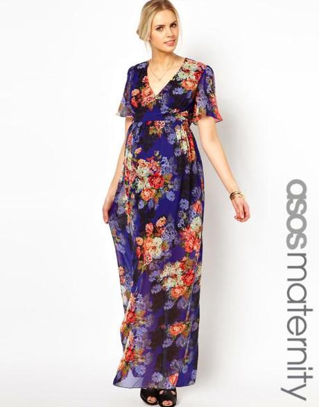 maternity, vestito lungo con stampa floreale vintage, Asos   