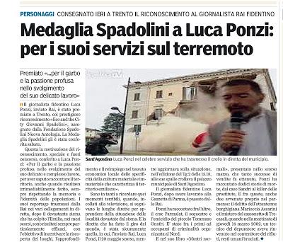 Medaglia Spadolini: l'articolo della Gazzetta di Parma di oggi