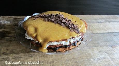 dacquoise alle nocciole con crema alla gianduia, alla ricotta e allo zabaione