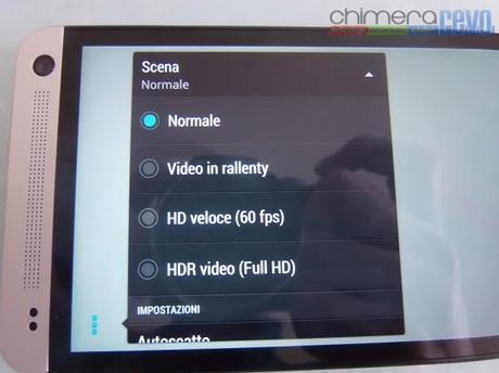 htc one impostazione video