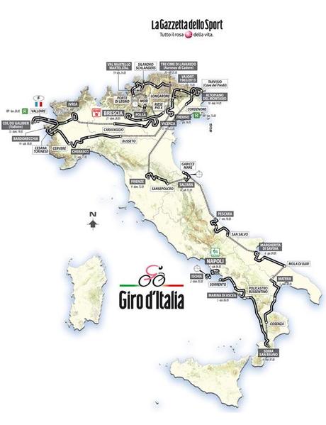 Percorso del Giro d'Italia 2013 - da gazzetta.it