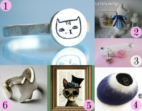 ahopping a tema gatto, gatti, anello fatto a mano collare shabby chic