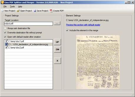 Gios PDF Splitter and Merger, unire o dividere file PDF