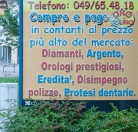 Compro oro,anche dentiere...