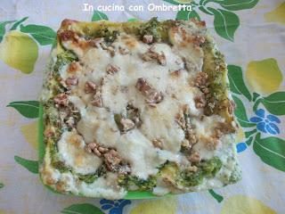 Lasagne con noci e zucchine