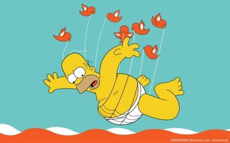 Homer Simpson in versione “Fail Whale” di Twitter
