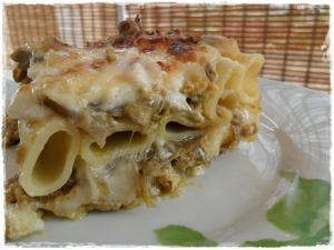 candele pasta al forno carciofi e ragu' bianco