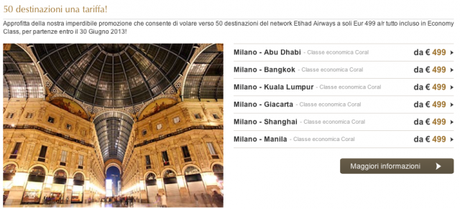 Offerta Etihad Airways: Voli a 50 destinazioni per 499 euro!