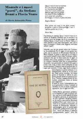 Eugenio Montale, Stefano Benni, Flavia Vento, Webzine Sul Romanzo, La difficoltà dell'inizio