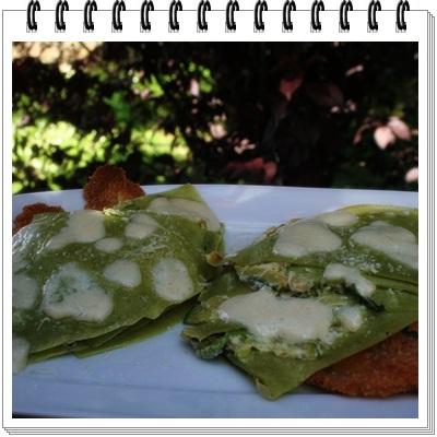 Millefoglie di crespelle verdi alle zucchine