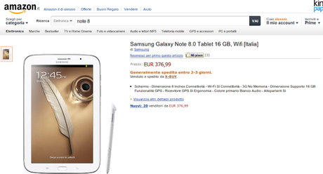 Samsung Galaxy Note 8.0 Tablet 16 GB, Wifi [Italia] a 376 euro