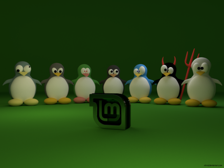 penguins_and_linux_logo_linux_mint_green