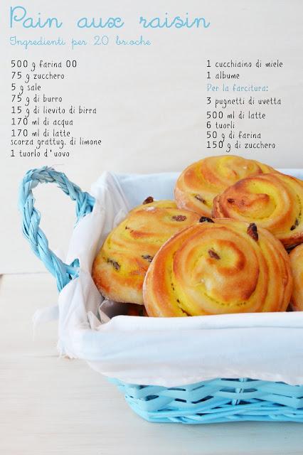 Girelle con crema pasticcera e uvetta                                          (Pain aux raisins)