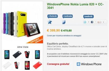 Una cover per il Wireless Charging se acquisti un Nokia Lumia 820 a 399 Euro su NStore.it