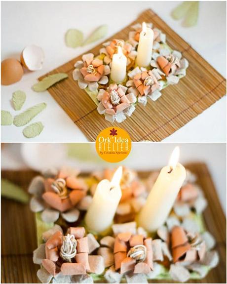 TUTORIAL: CENTROTAVOLA CON I CARTONI DELLE UOVA (Guest post per Le Ceregne) / DIY egg carton centrepiece