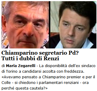 Il renziano Chiamparino Segretario PD? L'idea a Renzi non piace