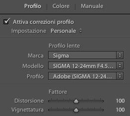 applica correzione profilo