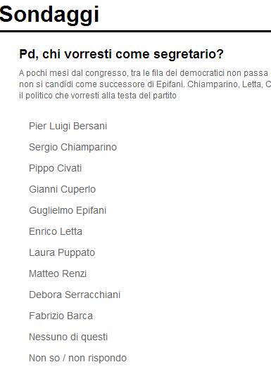 Il sondaggio dell'Espresso: chi vorresti come segretario del partito democratico?