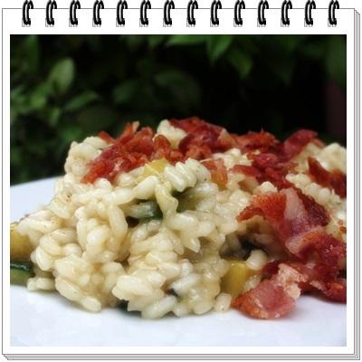 Risotto alle zucchine con  bacon croccante