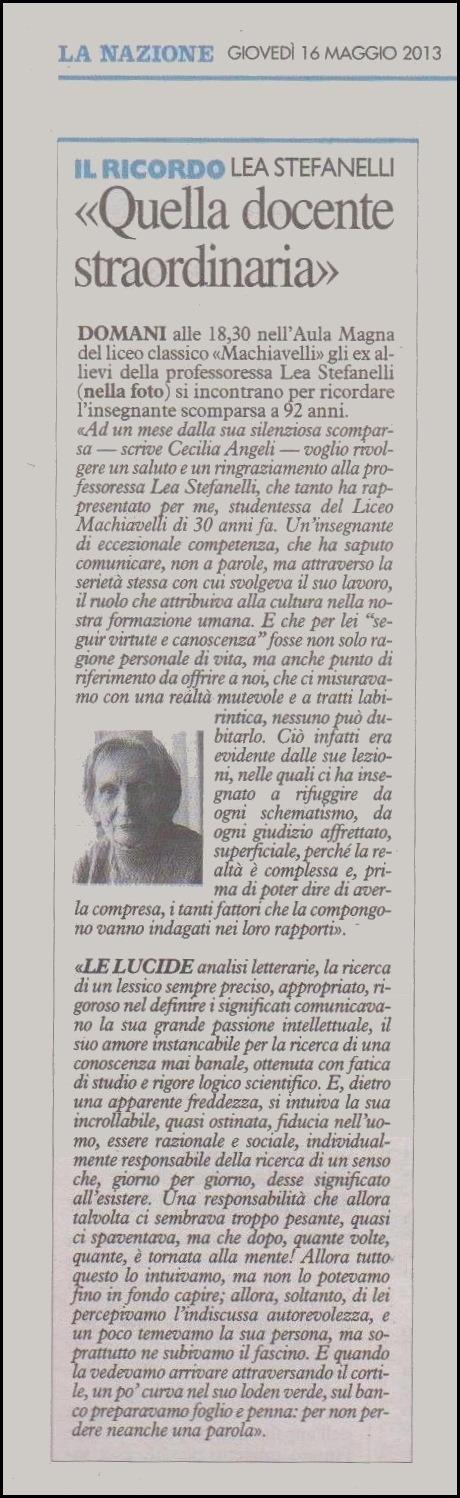 ricordo lea stefanelli la nazione