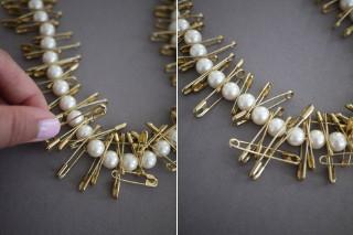 3 step diy pearls & pins necklace