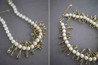 2 step diy pearls & pins necklace