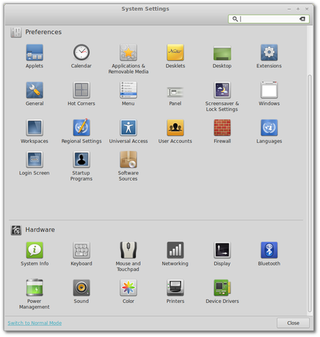 Linux Mint 15 - Control Center