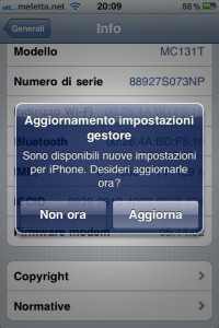 iPhone: aggiornamento per l’operatore 3 ITA