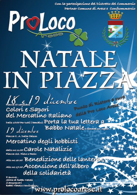 DOMENICA 19 DICEMBRE - MERCATINO DI NATALE IN PIAZZA - ARESE (MI)