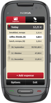timeline Toshl: gestire spese e finanze su Symbian