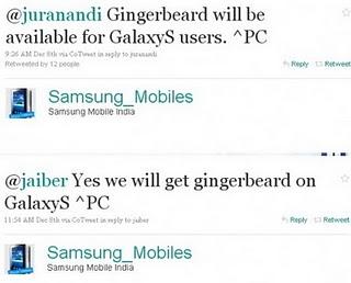 Samsung Galaxy S riceverà l'aggiornamento a Android Gingbard 2.3