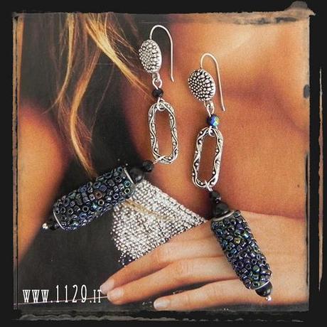 LMREKAO orecchini  neri perla kashmir   kashmiri black earrings 1129