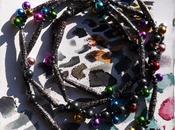 Jingle Bells Collana orecchini feste carta riciclata campanellini colorati