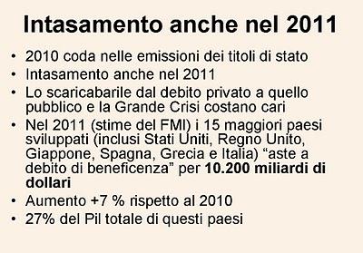 2011: sono previsti  intasamenti sulle autostrade del debito pubblico....