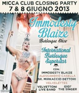 Immodesty Blaize Burlesque Show al Micca Club