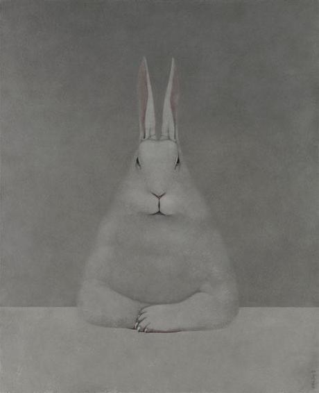 Shao Fan Rabbit at Desk, 2012, oil on canvas, 210 x 170 cm, Courtesy Galerie Urs Meile,© Shao Fan © St. Moritz Art Masters 2013 Private Collection, Switzerland Courtesy