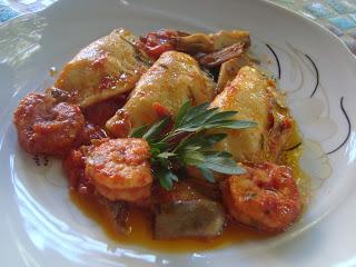 Ravioli con pesce spada alla ghiotta.