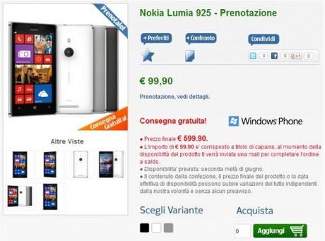 Nokia Lumia 925 prenotatelo su Nstore.it