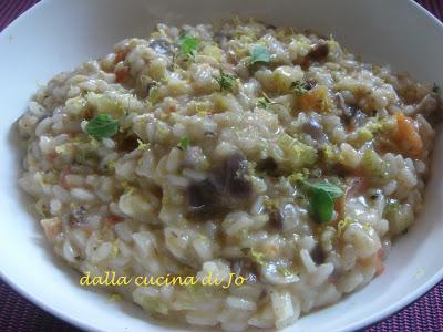 Risotto con melanzane, feta e timo limone