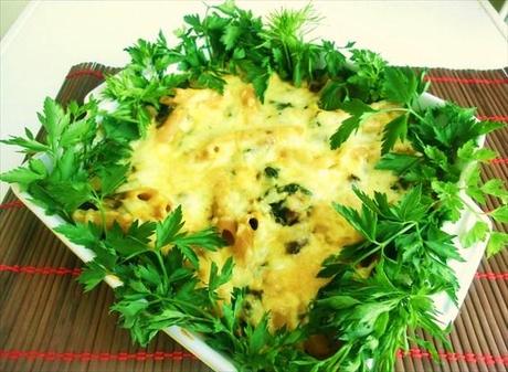 Zapekanka con penne e funghi