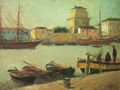 Darsena vecchia (olio 50x60) 1960 - tratto da Catalogo Mostra 8-23 febbraio 1986 - Palazzo Paolina Viareggio