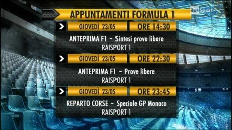 Formula 1 2013 - il weekend del GP del Monaco sui canali Rai Sport (anche in HD)