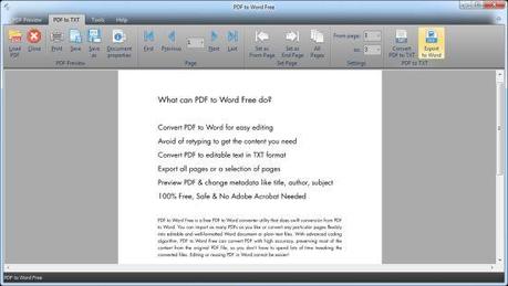 PDF to Word Free - software gratuito per convertire file PDF in DOC e TXT
