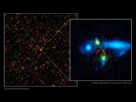 Herschel - fusione di due galassie ellittiche