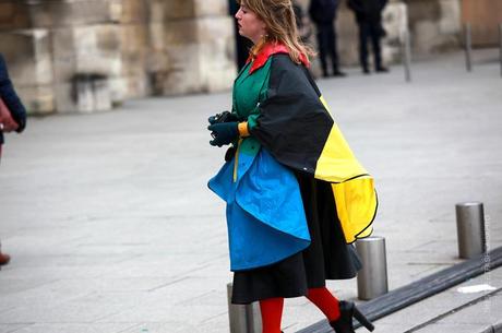 In the Street...Color block cape...Perfect for a rain day, Paris