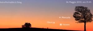 Danza Planetaria nei cieli di fine maggio: protagonisti Venere, Giove e Mercurio
