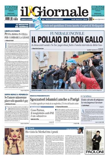 La prima pagina de 'il Giornale' di oggi