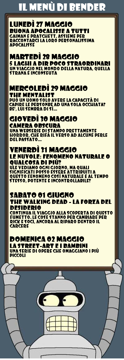 Il programma della settimana