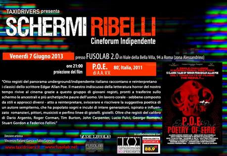 SCHERMI RIBELLI presenta  “P.O.E.”. Venerdì 7 Giugno ore 21 presso il Fusolab