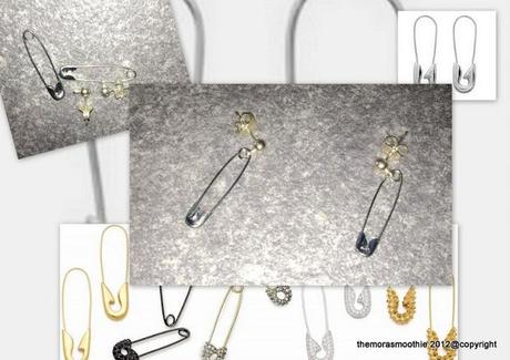 Earrings with safety pins inspired by Tom Binns